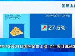 金价去年涨约27% 全年表现强劲