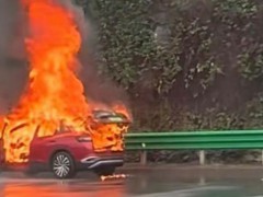 S20外环高速一新能源车起火 车辆被烧毁幸无伤亡