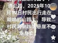 村委会回应村民在陡峭山路坠崖身亡 属意外跌落