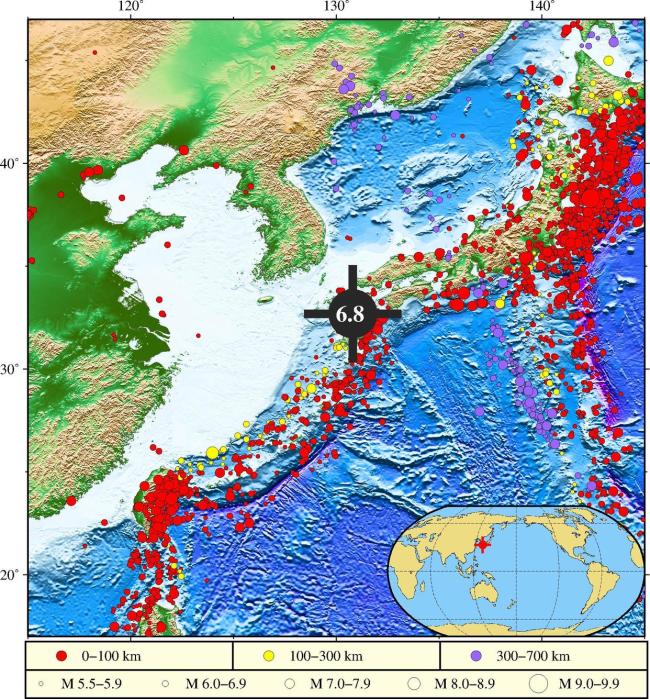日本九州岛海域6.8级地震或引发海啸